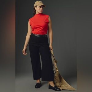 Maeve the Collette Cropped Wide-Leg Black Pant, Size 31, by Anthropologie